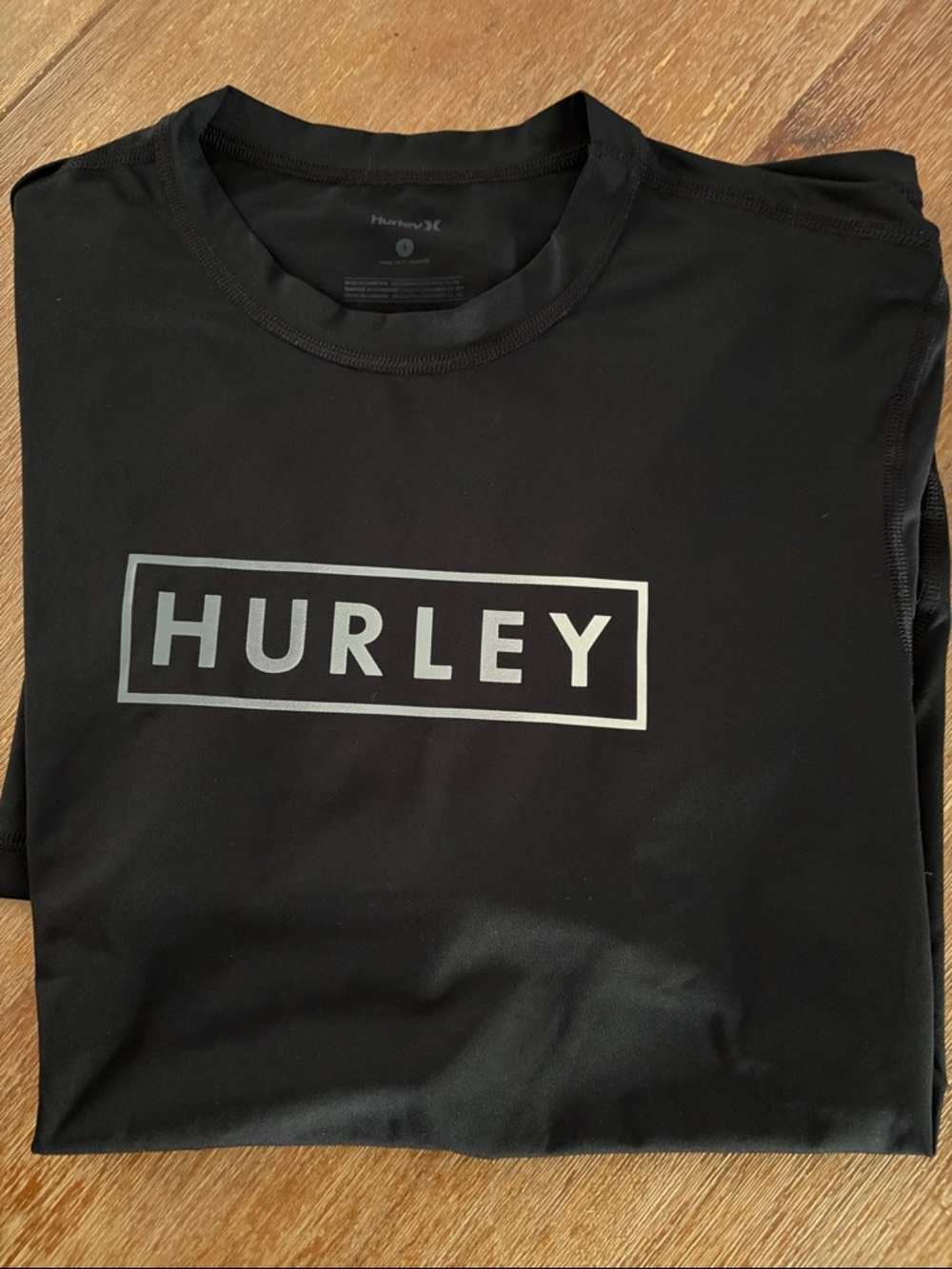 Hurley Black Short Sleeve Tee with Silver Logo Box